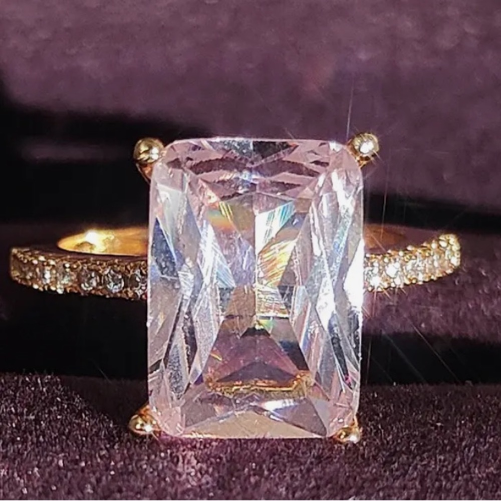 14k Gold Plated & White Sapphire Handcrafted Ring Size 9